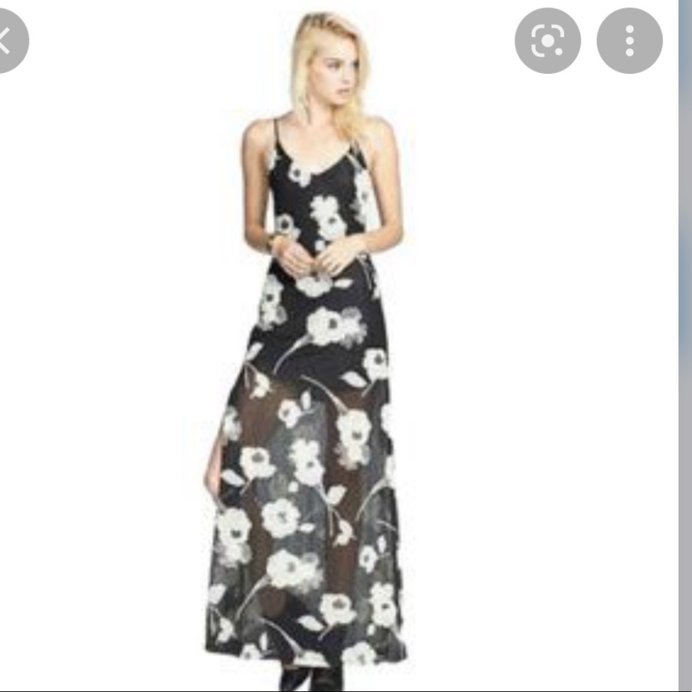 Astr black and white maxi sheath dress